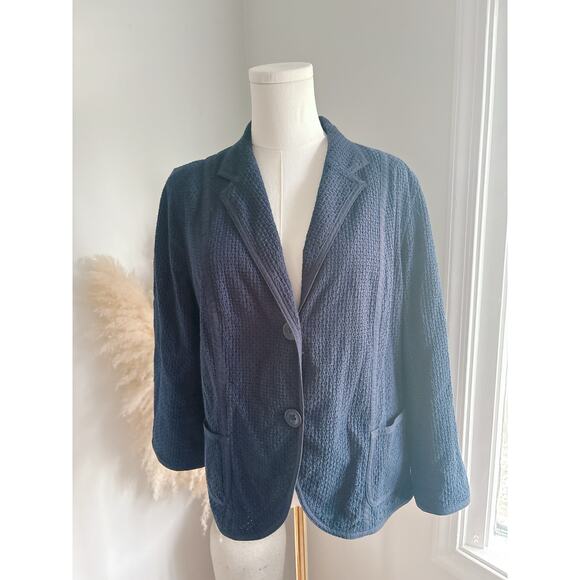 Gap Navy Eyelet Blazer Jacket Women’s XL Lightweight Business Casual Coat - Picture 2 of 10
